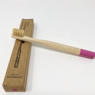 Bamboo Toothbrush Soft Bristles for Kids Pink