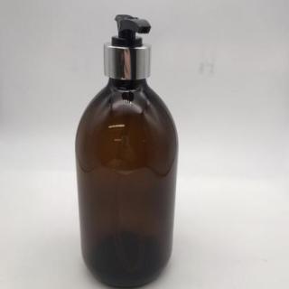 Amber PET Plastic Bottle with Pump 500ml