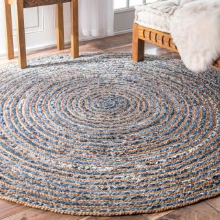 Recycled Denim and Jute Rug 120 cm